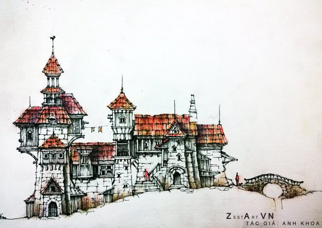 Khóa học vẽ kí họa phong cảnh Zest Art Studio, tác giả Anh Khoa