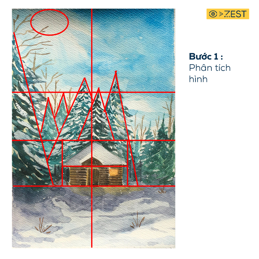 Hướng dẫn vẽ tranh phong cảnh mùa đông bằng màu nước - Zest Art